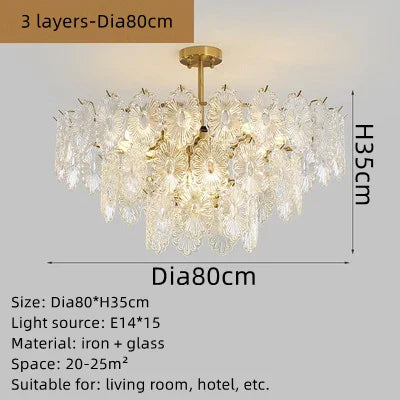 DecorBites™ Elegant Glass Chandelier with LED Lights for Home Décor