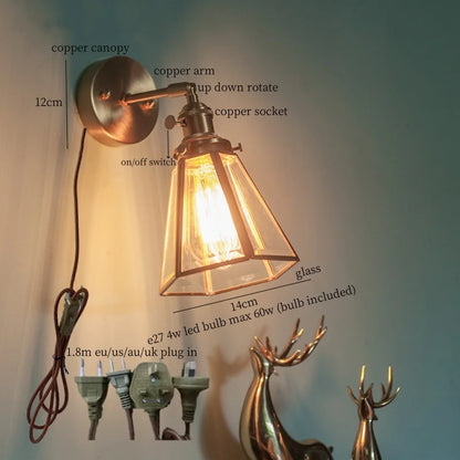 Decorbites™ Messing Glas LED Wandlampe Badezimmerspiegel Vintage Wandapplikation