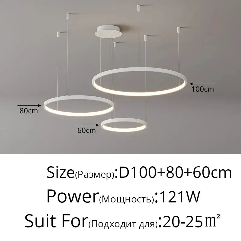DecorBites™ Acrylic LED Ring Pendant Light Modern Minimalist Art Decor Chandelier