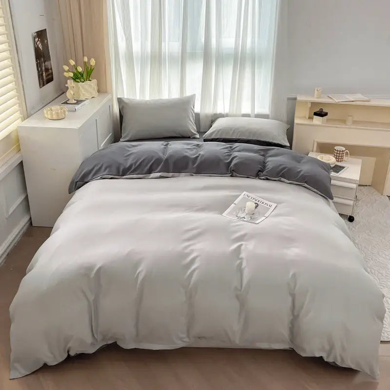 DecorBites™ Solid Color Brush Fabric Bedding Set - 4 Pieces