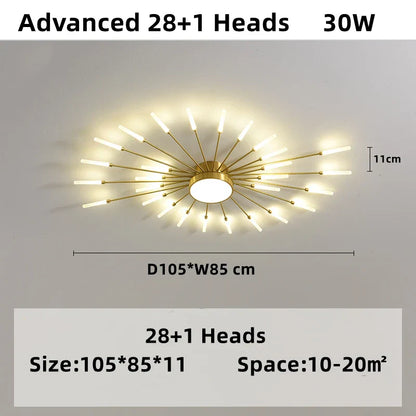 Lámpara de araña LED DecorBites™ con diseño de fuegos artificiales: Lámparas colgantes modernas de estilo nórdico para salón y dormitorio