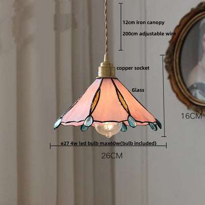 DecorBites™ Butterfly Glass Flower LED Pendant Lamp – Tiffany Style Adjustable Hanging Lamp