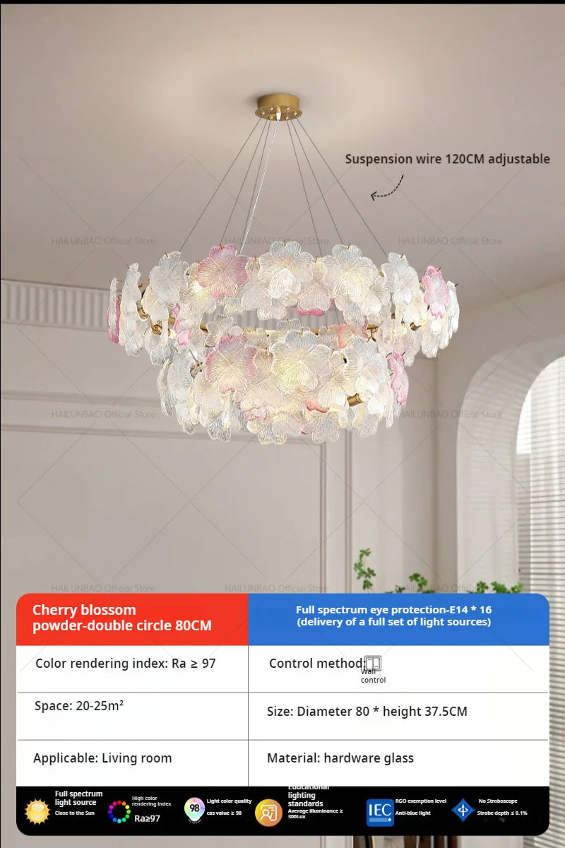 DecorBites™ Petals Crystal Chandelier Light: French Living Room & Dining Room Luxury Lighting
