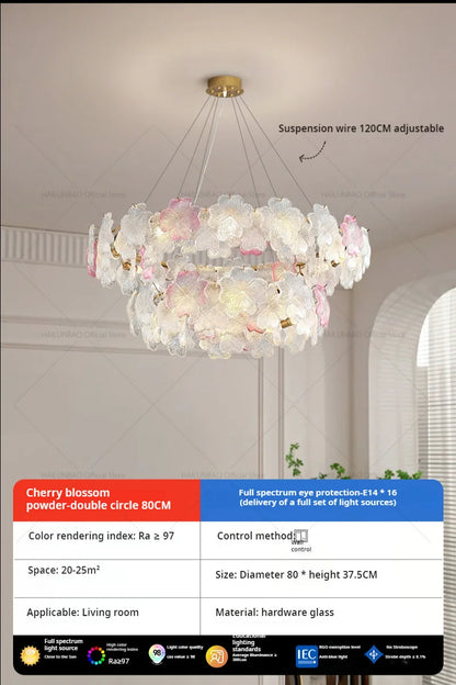 DecorBites™ Petals Crystal Chandelier Light: French Living Room & Dining Room Luxury Lighting
