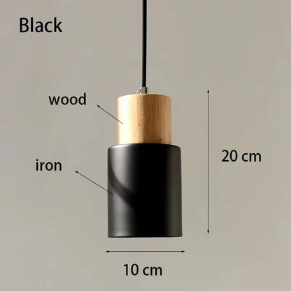 Minimalist Nordic Wood and Metal Single Pendant Light