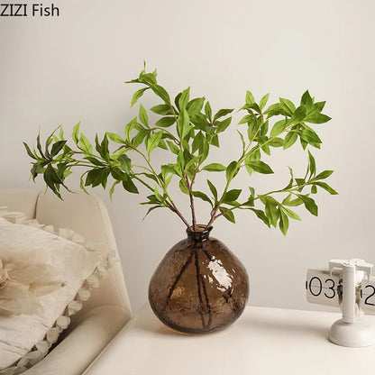 DecorBites™ Brown Glass Vase Hydroponics Plant Pot for Table Decoration and Floral Arrangements