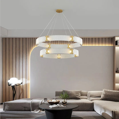 DecorBites™ Gold LED Chandelier for Luxe Living Room Lighting