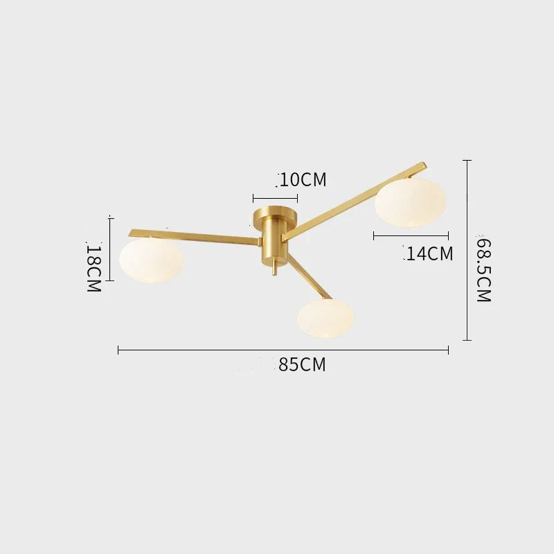 DecorBites™ Brass Glass Ceiling Lamp, G9 Bulb Suspension Light for Bedroom, Living Room