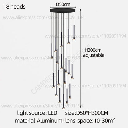 DecorBites™ Horn-Shaped Nordic Pendant Lamp for Modern Living Room and Staircase