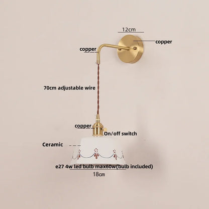 DecorBites™ LED Ceramic Wall Lamp - Pull Chain Switch, Rotating Up Down Light
