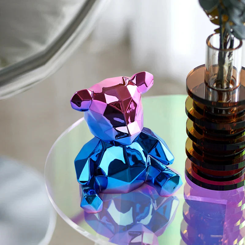 DecorBites™ Electroplated Teddy Bear Sculpture for Home Decor