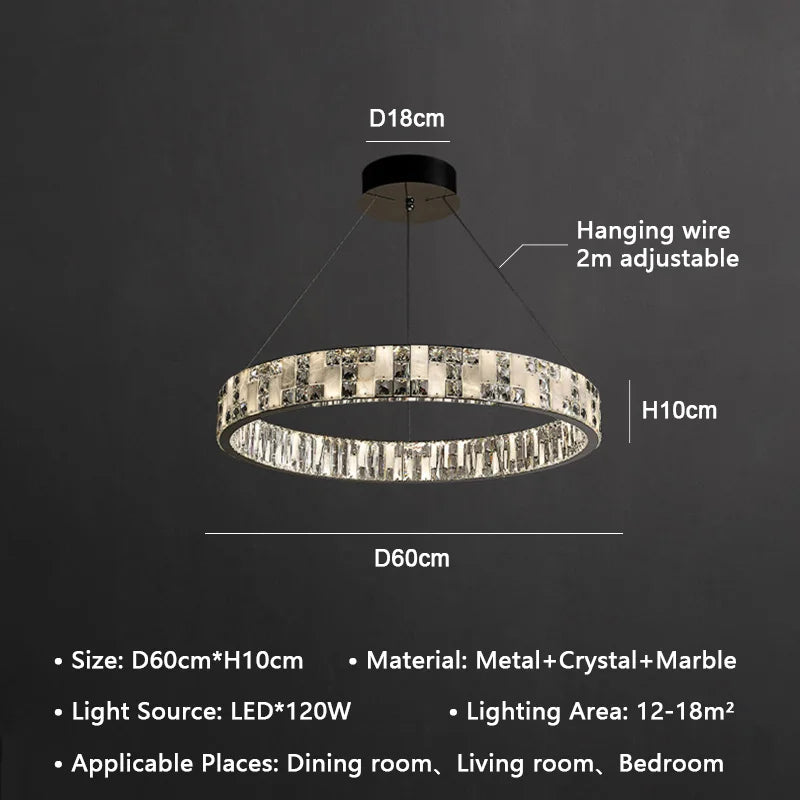DecorBites™ Crystal Lustre Circle Chandelier LED Lights - Modern Luxury Minimalism décor