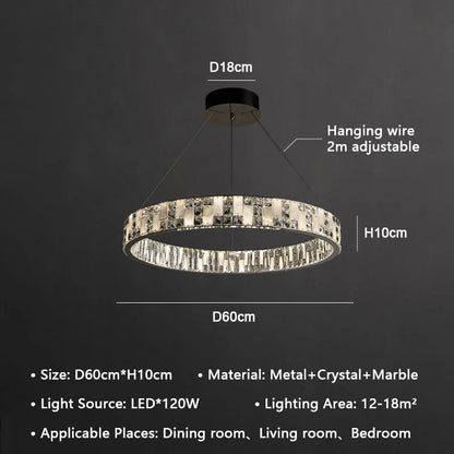 DecorBites™ Crystal Lustre Circle Chandelier LED Lights - Modern Luxury Minimalism décor