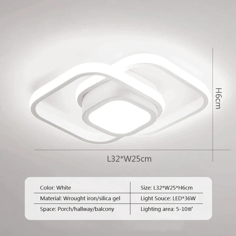 Lámpara de techo LED cuadrada negra DecorBites™: Iluminación moderna para pasillos, vestidores y balcones.