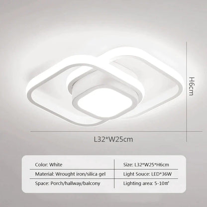 Lámpara de techo LED cuadrada negra DecorBites™: Iluminación moderna para pasillos, vestidores y balcones.