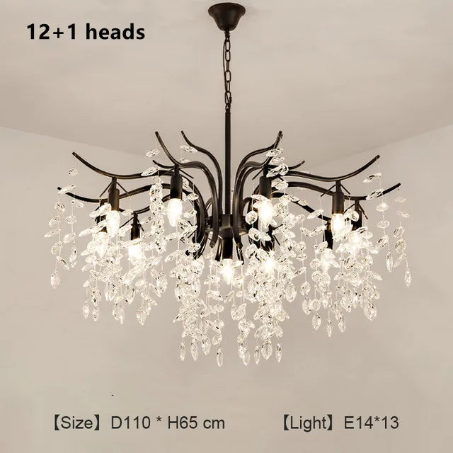 DecorBites™ Crystal Chandelier: Modern Luxe LED Branch Lighting for Living Room and Bedroom.