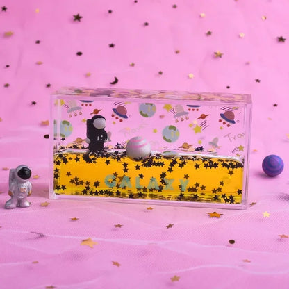 Llavero DecorBites™ Astronauta a la Deriva: Juguete antiestrés creativo con forma de reloj de arena líquido y decoración para el hogar