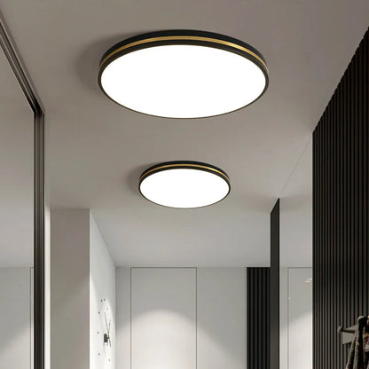 DecorBites™ LED Ceiling Lights: Modern Golden Ring Square Round Black Metal Minimalist Lamp