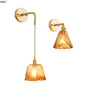 Amber Glass Wall Lamp Pull Chain Switch