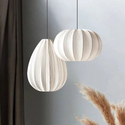 DecorBites™ Japanese Wabi-Sabi Pleated Fabric Pendant Lights for Dining Room & Bedroom