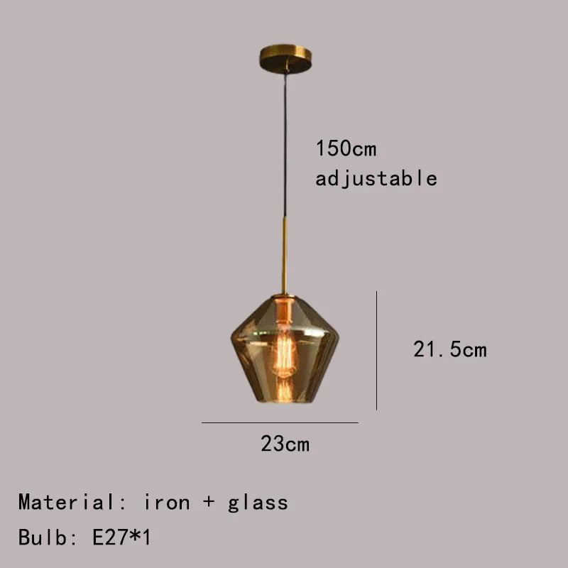 Lámpara colgante DecorBites™ de cristal ámbar gris para iluminación del hogar y la oficina