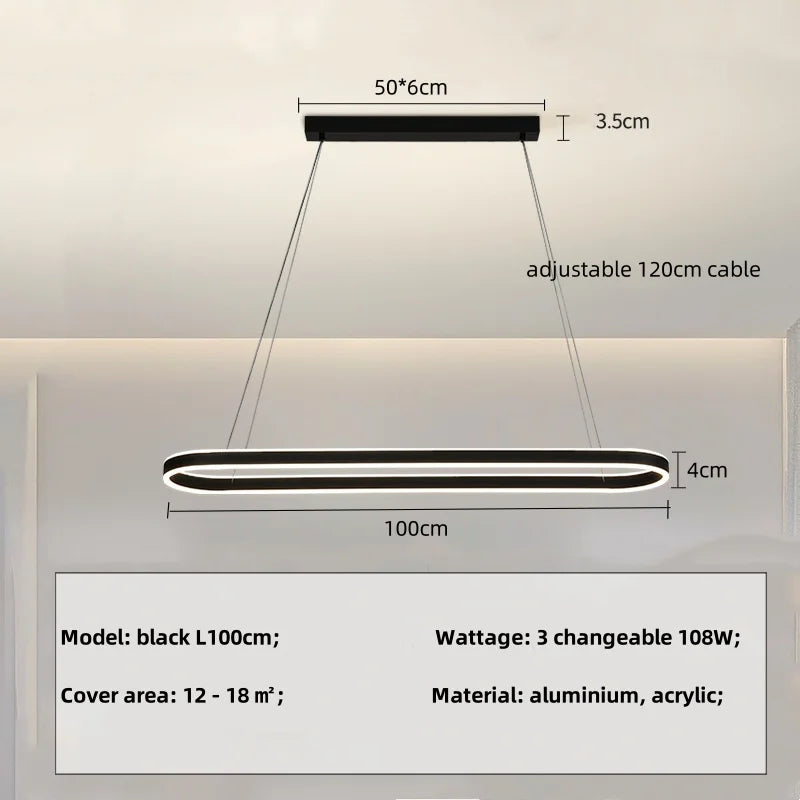 DecorBites™ Circle Pendant Chandelier Dimmable LED Lights for Modern Living Room