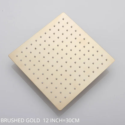 DecorBites™ 12-Inch Stainless Steel Square Rainfall Shower Head - Chrome Luxury Bathroom Fixture