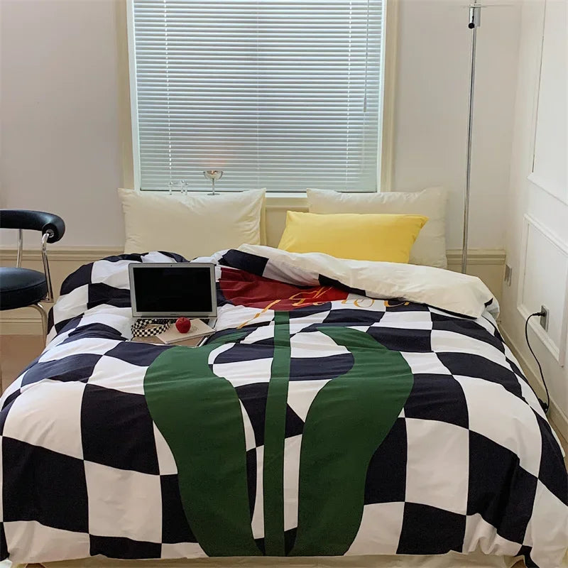 Conjunto de Ropa de Cama de Edredón de Tamaño Completo en Satén de Algodón con Estampado de Grandes Flores Decorbites™