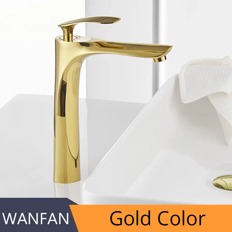 Grifo de lavabo de latón con acabado en cromo dorado Decorbites™ Mezclador de agua caliente y fría