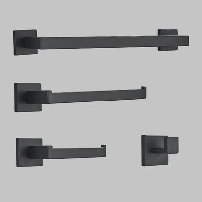 مجموعة أدوات الحمام السوداء من DecorBites™: خطاف رداء، سكة مناشف، رف، حامل مناديل