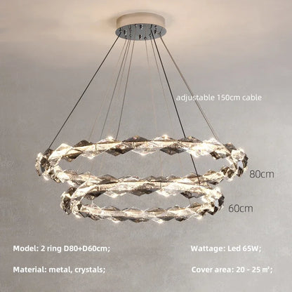 DecorBites™ Crystal Chandelier Pendant Light - Dimmable Modern Luxury LED Chrome Luminaria