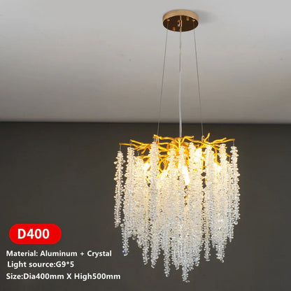 Lámpara de techo con borlas de cristal DecorBites™ para una decoración de lujo en salas de estar, recibidores y restaurantes.