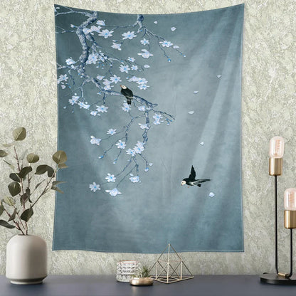 Decobites Flying Crane Wall Hanging Tapestry for Home Retro Wall Decor