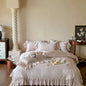 Decobites Vintage Lace Ruffles Embroidery Bedding Set with 1000TC Egyptian Cotton