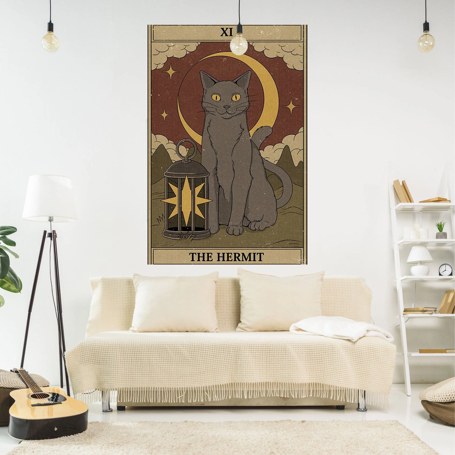 Decobites Magic Cat Tapestry Wall Hanging Moon Divination Witchcraft Decor.