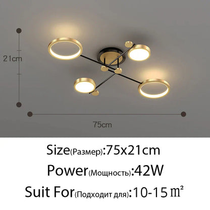 DecorBites™ Gold Frame LED Chandelier: Modern Lighting for Living Room, Bedroom - Indoor Fixture & Lustres