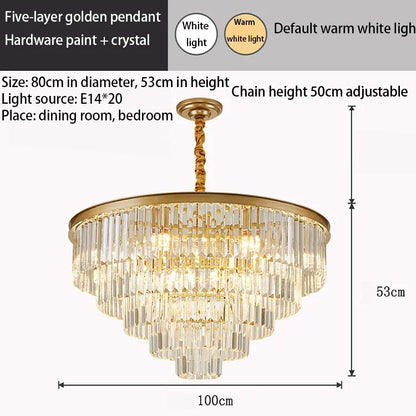 DecorBites™ Crystal Gold Black LED Chandelier - Multi-Storey Modern Round Pendant Lamp
