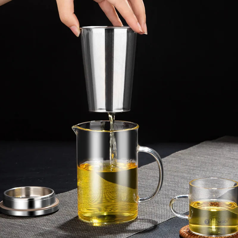 DecorBites™ Glass Tea Cup Infuser Set for Kung Fu Tea, Coffee, Liquor & More