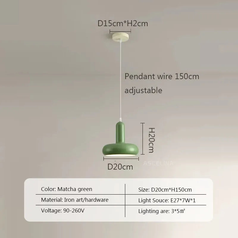 DecorBites™ Disc Shaped LED Pendant Light in Cream White Green for Bedroom Living Rooms