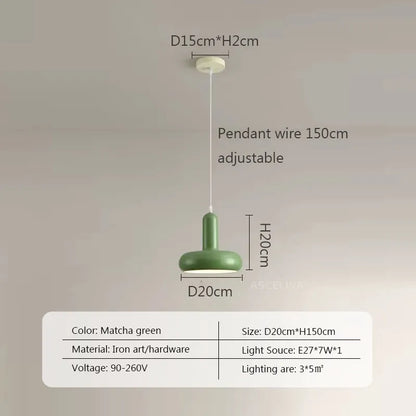 DecorBites™ Disc Shaped LED Pendant Light in Cream White Green for Bedroom Living Rooms