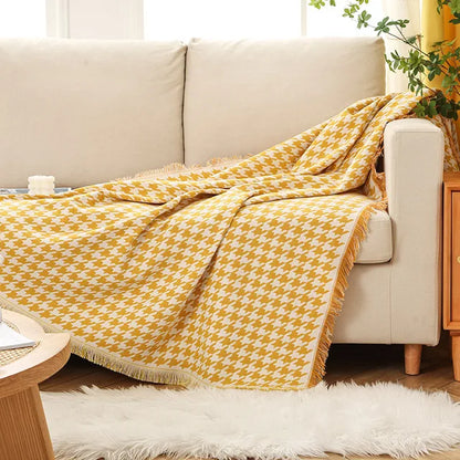 DecorBites™ Bohemian Cotton Plaid Sofa Blanket - Anti-Slip Knitted Decorative Home Cover
