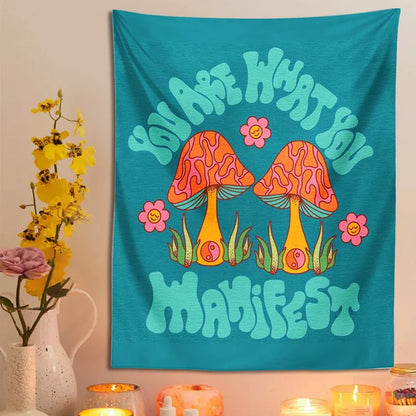 Decobites Mushroom Tapestry Wall Hanging: 70s Groovy Hippie Psychedelic Flower Art, Dorm Decor