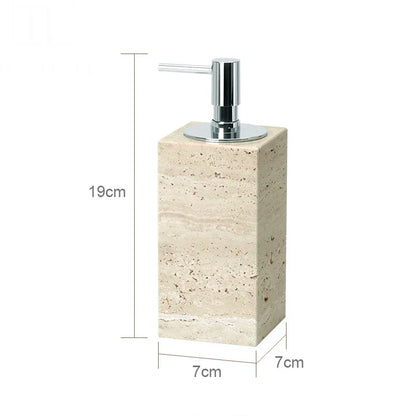 DecorBites™ Beige Travertine Marble Bathroom Accessories Set - Soap Dispenser, Soap Dish, Reed Diffuser