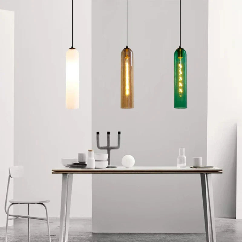 DecorBites™ Green Glass Nordic Pendant Light E27 Suspension Fixture for Living and Bedroom