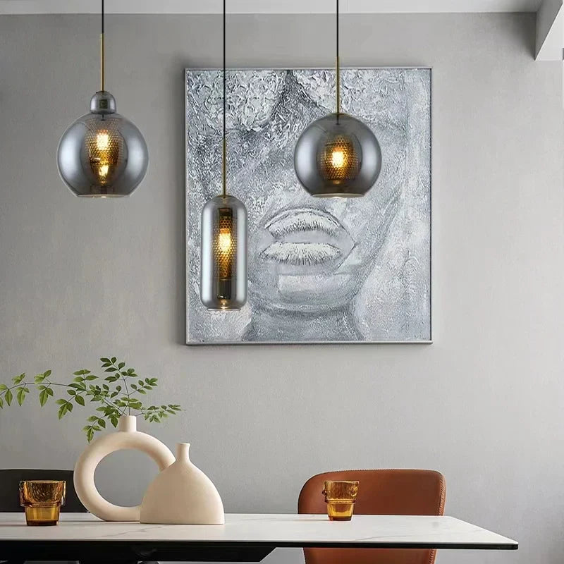 DecorBites™ Glass Ball Pendant Light: Modern Hanging Lamp for Kitchen, Dining, Living Room