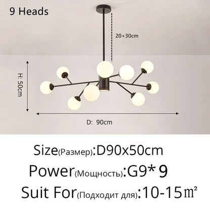 ثريا DecorBites™ الزجاجية الحديثة على شكل فرع - تصميم ماجيك بين لغرفة المعيشة