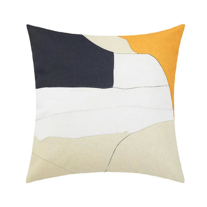 غطاء وسادة من الكتان القطني بطبعة هندسية تجريدية من DecorBites™، غطاء وسادة مزخرف على الطراز الاسكندنافي