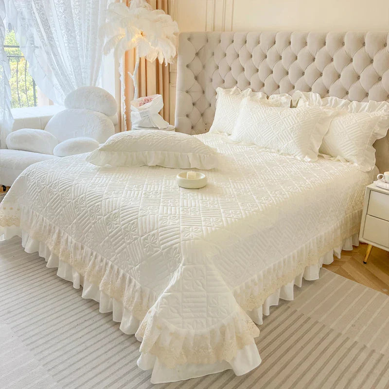Quilted Lace Ruffle Bedding