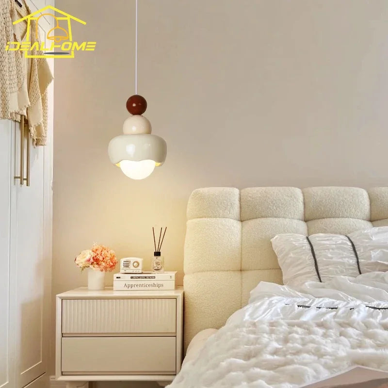 Lámpara colgante DecorBites™ Cream Wind de resina y vidrio: Lámpara LED moderna E27 para dormitorio, bar o habitación infantil.