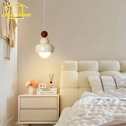 Lámpara colgante DecorBites™ Cream Wind de resina y vidrio: Lámpara LED moderna E27 para dormitorio, bar o habitación infantil.